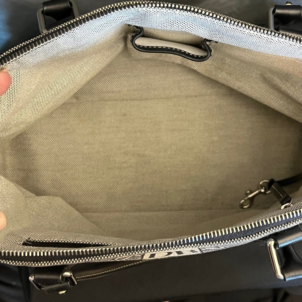Dooney & Bourke Donegal Crest Dome Satchel Monogram Grey Black Leather Trim - Picture 7 of 16